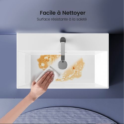 Vasque à Poser Rectangulaire 51,5x36x13 Cm Céramique Blanc Brillant Avec Trou Robinet