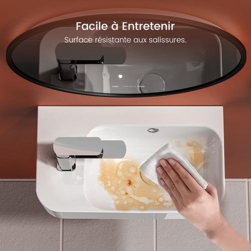 Vasque Suspendue Rectangulaire 45x26,5x15,6 Cm Céramique Blanc Brillant,trou Pour Robinet à Droite