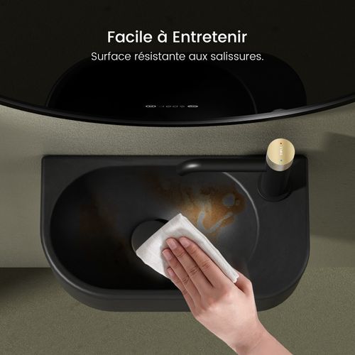 Vasque Suspendue Rectangulaire 400 X 215 X 120 Mm Céramique Noir Mat, Trou Pour Robinet à Gauche