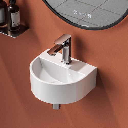 Vasque Suspendue 303 X 255 X 120 Mm, Forme De U, Céramique Blanc Brillant Avec Trou Robinet