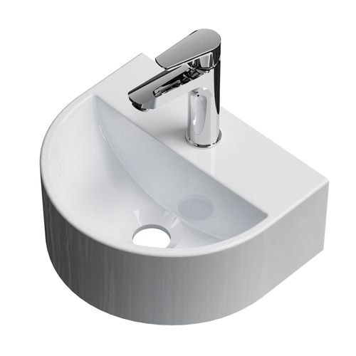 Vasque Suspendue 303 X 255 X 120 Mm, Forme De U, Céramique Blanc Brillant Avec Trou Robinet