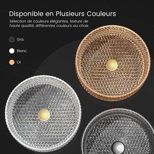 Vasque à Poser Ronde, 360 X 360 X 112 Mm, Lavabo En Verre Or Rose, Design Montage Sur Comptoir