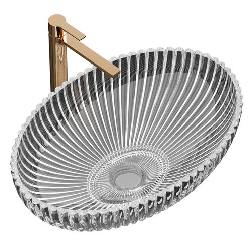 Vasque à Poser Ovale, 510 X 350 X 150 Mm, Lavabo En Verre Transparent, Design Montage Sur Comptoir