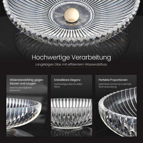 Vasque à Poser Ovale, 510 X 350 X 150 Mm, Lavabo En Verre Transparent, Design Montage Sur Comptoir