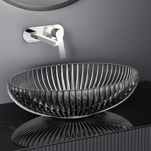 Vasque à Poser Ovale, 510 X 350 X 150 Mm, Lavabo En Verre Noir, Design Montage Sur Comptoir