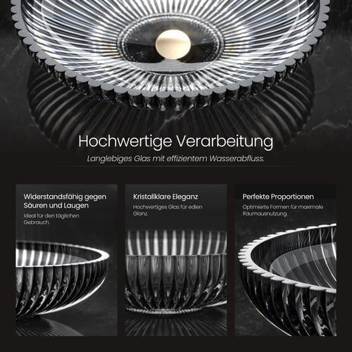 Vasque à Poser Ovale, 510 X 350 X 150 Mm, Lavabo En Verre Noir, Design Montage Sur Comptoir