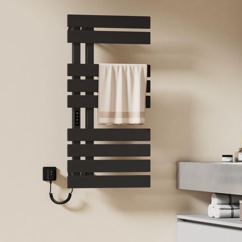 Sèche-serviettes Électrique De Salle De Bain 1000x500 Mm, 350w, Porte-serviettes Chauffant, Noir