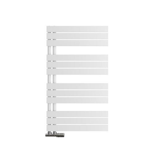 Sèche-serviettes à Eau Chaude 1041x600mm, 639w, Panneau Plat, Raccords Latéraux, Blanc