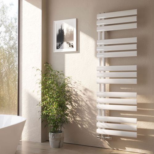 Sèche Serviette Eau Chaude Raccord Latéral Radiateur Sèche Serviettes Blanc 143x40 Cm 484w