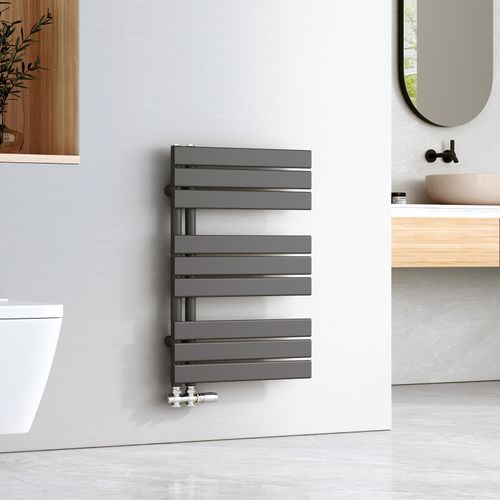 Sèche-serviettes à Eau Chaude 762x500mm, 397w, Panneau Plat, Raccords Latéraux, Anthracite