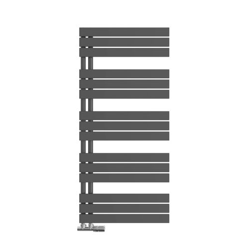 Sèche-serviettes à Eau Chaude 1320x600mm, 798w, Panneau Plat, Raccords Latéraux, Noir