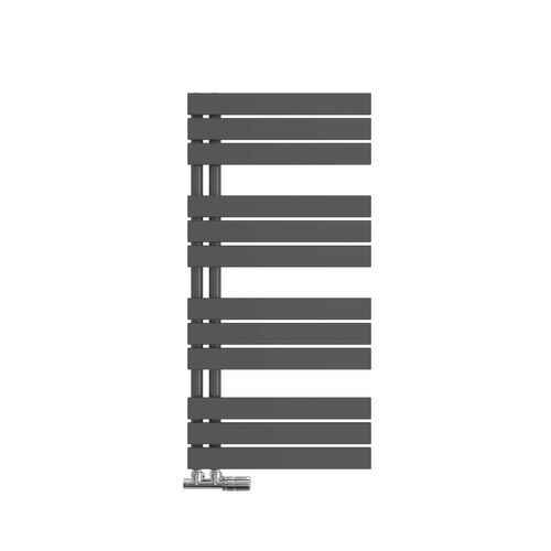 Sèche-serviettes à Eau Chaude 1041x500mm, 529w, Panneau Plat, Raccords Latéraux, Noir