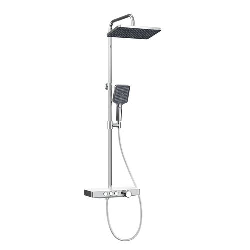 Colonne De Douche Thermostat Avec Verre Et Pommeau 3 Fonctions Chrome