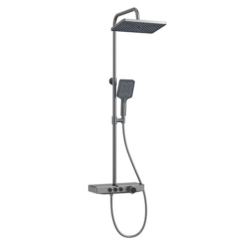 Colonne De Douche Thermostat Avec Verre Et Pommeau 3 Fonctions Anthracite