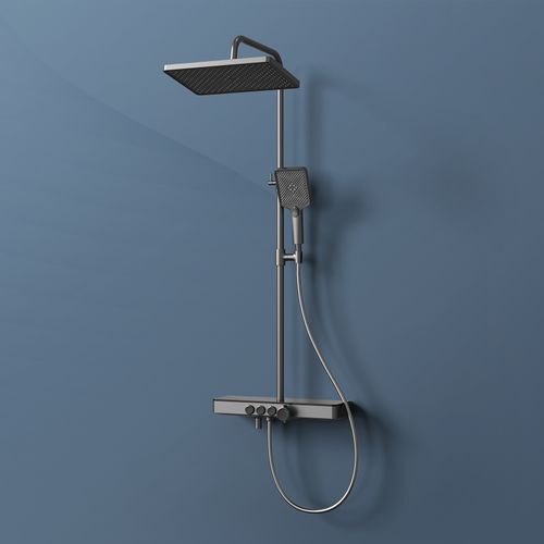 Colonne De Douche Anthracite Mat Avec Thermostat Et Pluie 36x24