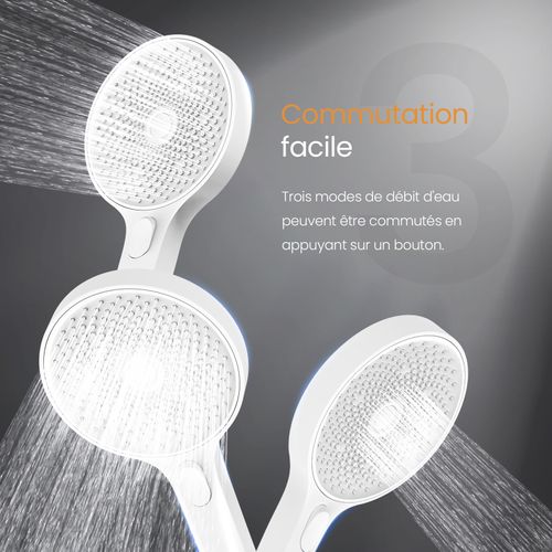 Colonne De Douche Blanche Thermostat Avec Tête Pluie Ø26 Et 3 Jets