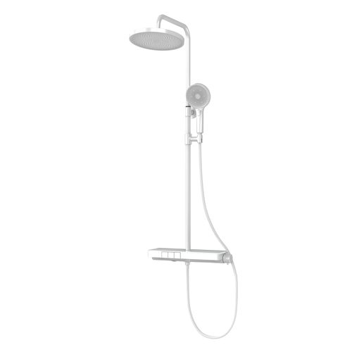 Colonne De Douche Blanche Thermostat Avec Tête Pluie Ø26 Et 3 Jets