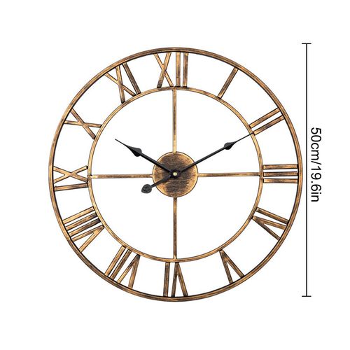 Grande Horloge Murale 50x50 Cm, Mouvement à Quartz, Précis, Structure En Métal, Doré