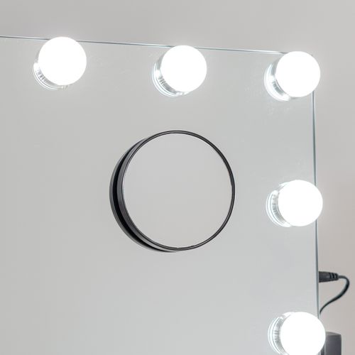Miroir Maquillage Lumineux, 15 LED, 3 Modes, Réglable, Noir, Métal, 64 X 54,5 X 12 Cm