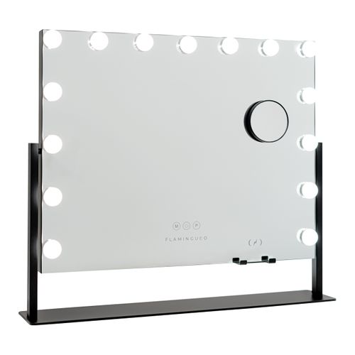 Miroir Maquillage Lumineux, 15 LED, 3 Modes, Réglable, Noir, Métal, 64 X 54,5 X 12 Cm