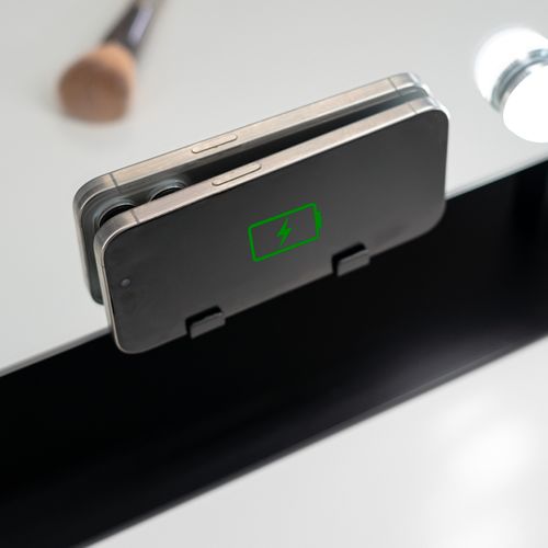 Miroir Maquillage Lumineux, 15 LED, 3 Modes, Réglable, Noir, Métal, 64 X 54,5 X 12 Cm