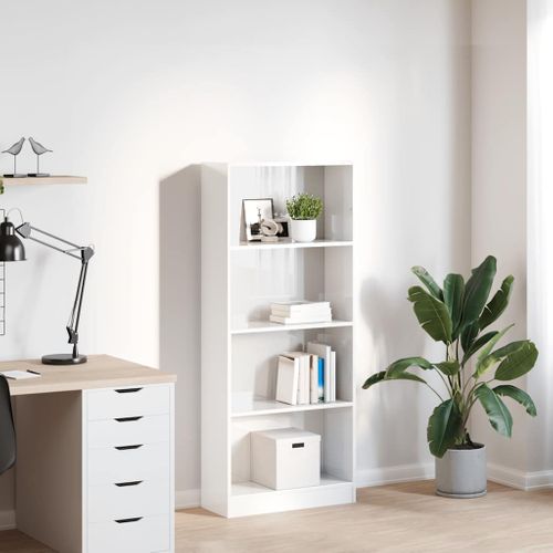 Bibliothèque Blanc Brillant 60x24x143 Cm Bois D'ingénierie
