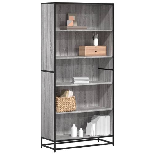 Bibliothèque Sonoma Gris 80,5x35x170,5 Cm Bois D'ingénierie