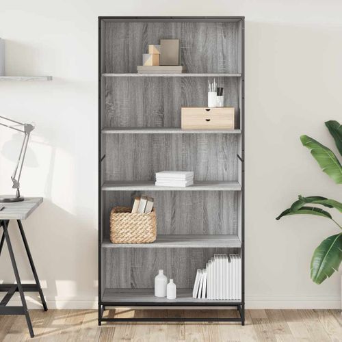Bibliothèque Sonoma Gris 80,5x35x170,5 Cm Bois D'ingénierie