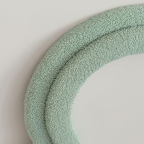 Petit Miroir Mural Asymétrique, Vert, Tissu Teddy, 70 X 50 X 4 Cm