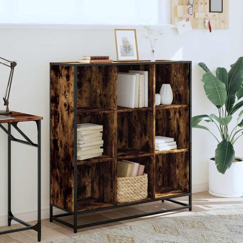Bibliothèque Chêne Fumé 97,5x33x107,5cm Bois D'ingénierie Métal