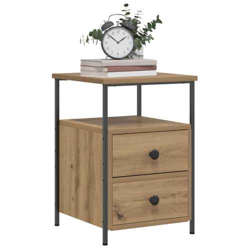 Tables De Chevet 2 Pièces Chêne Artisanal Bois D'ingénierie