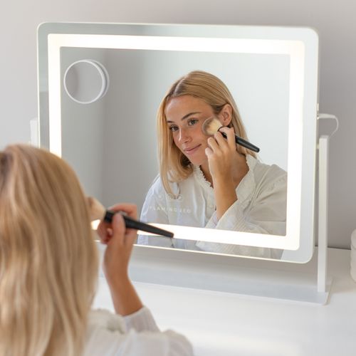 Miroir Lumineux, Bande LED, 3 Modes, Réglable, Coins Arrondis, Blanc, Métal, 64 X 54,5 X 12 Cm