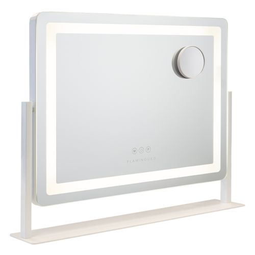 Miroir Lumineux, Bande LED, 3 Modes, Réglable, Coins Arrondis, Blanc, Métal, 64 X 54,5 X 12 Cm