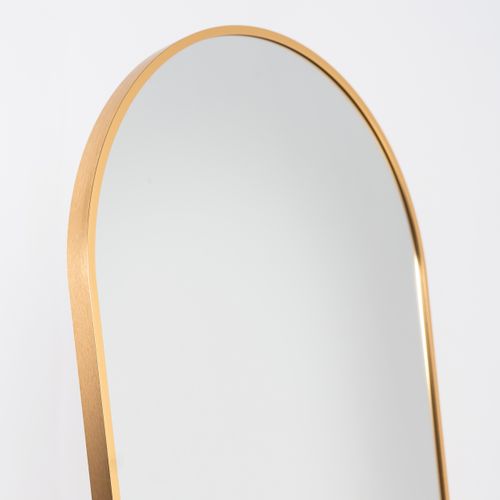 Grand Miroir Sur Pied Arqué, Multi-positions, Doré, Aluminium, 162 X 53 X 3 Cm