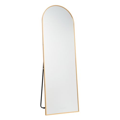 Grand Miroir Sur Pied Arqué, Multi-positions, Doré, Aluminium, 162 X 53 X 3 Cm
