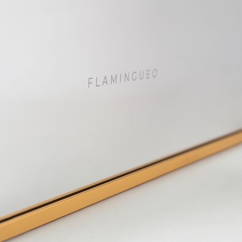 Grand Miroir Sur Pied Arqué, Multi-positions, Doré, Aluminium, 162 X 53 X 3 Cm