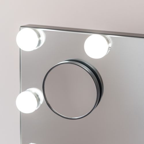 Miroir Maquillage Lumineux, 14 LED, 3 Modes, Noir, Métal, 58 X 51 X 15 Cm