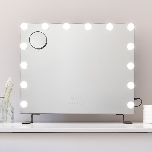 Miroir Maquillage Lumineux, 14 LED, 3 Modes, Noir, Métal, 58 X 51 X 15 Cm