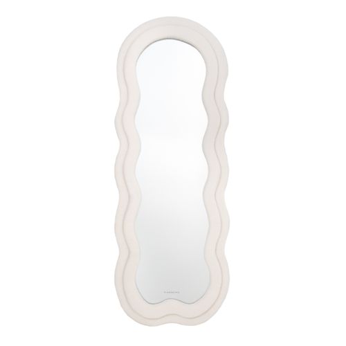 Grand Miroir Sur Pied Asymétrique, Beige, Tissu Teddy, 160 X 60 X 4 Cm