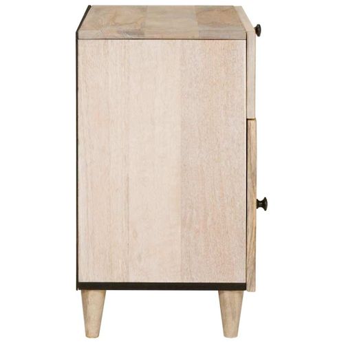 Cabinet De Chevet Beige 50 X 33 X 60 Cm Bois D'acacia Massif