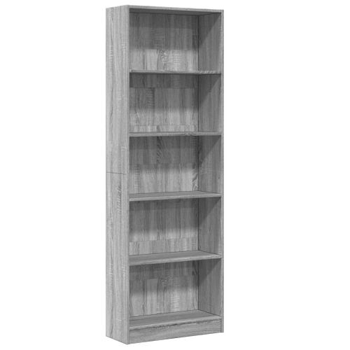 Bibliothèque Sonoma Gris 60x24x176 Cm Bois D'ingénierie