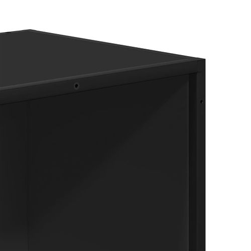 Bibliothèque Noir 97,5x33x107,5 Cm Bois D'ingénierie Et Métal