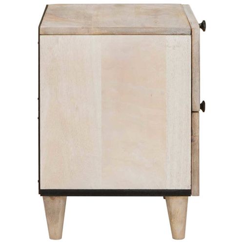 Cabinet De Chevet Beige 40 X 33 X 46 Cm Bois D'acacia Massif