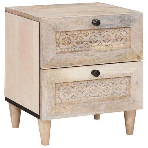 Cabinet De Chevet Avec Tiroir 2 Pièces Beige 40 X 33 X 46 Cm