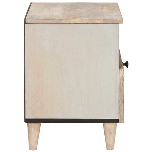 Cabinet De Chevet Beige 40 X 33 X 46 Cm Bois D'acacia Massif