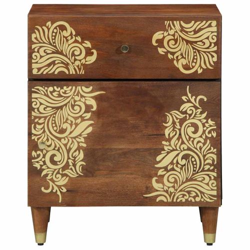 Cabinet De Chevet Avec Porte Marron Miel 50 X 33 X 60 Cm