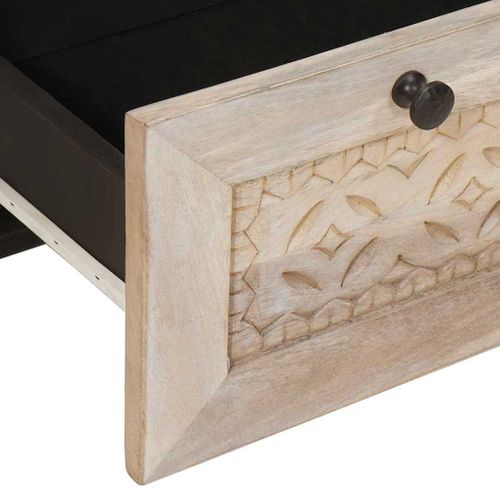 Cabinet De Chevet Beige 50 X 33 X 62 Cm Bois D'acacia Massif