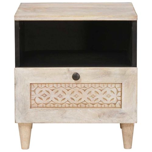 Cabinet De Chevet Avec Tiroir 2 Pièces Beige 40 X 33 X 46 Cm