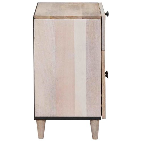 Cabinet De Chevet Beige 50 X 33 X 60 Cm Bois D'acacia Massif
