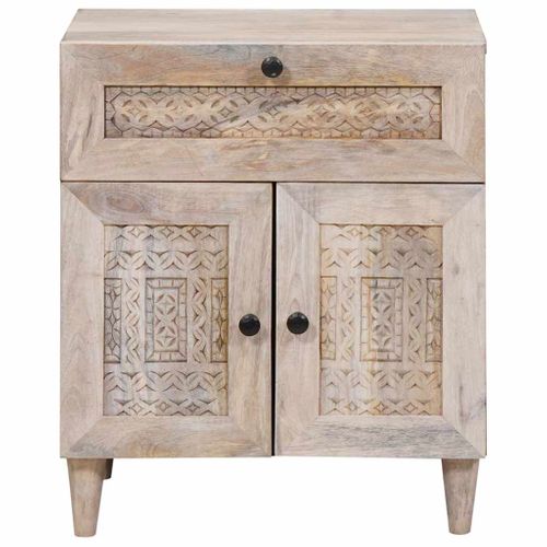 Cabinet De Chevet Beige 50 X 33 X 60 Cm Bois D'acacia Massif